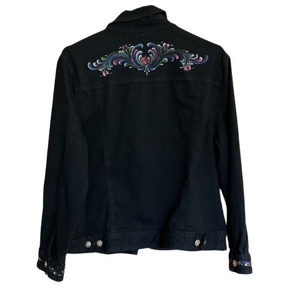 Black Denim Jacket Painted Jean Jacket Variations Brand  Size Medium - Picture 2 of 8